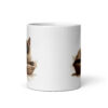 Taza de cerámica de la Serie Pinceladas Gatunas, Diseño 013, mostrando gatos en poses adorables dentro de cestas de mimbre, ideal para amantes de los felinos