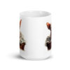 Taza de cerámica de la Serie Pinceladas Gatunas, Diseño 002, mostrando gatos en poses adorables dentro de cestas de mimbre, ideal para amantes de los felinos