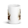 Taza de cerámica de la Serie Pinceladas Gatunas, Diseño 004, mostrando gatos en poses adorables dentro de cestas de mimbre, ideal para amantes de los felinos