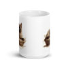 Taza de cerámica de la Serie Pinceladas Gatunas, Diseño 013, mostrando gatos en poses adorables dentro de cestas de mimbre, ideal para amantes de los felinos